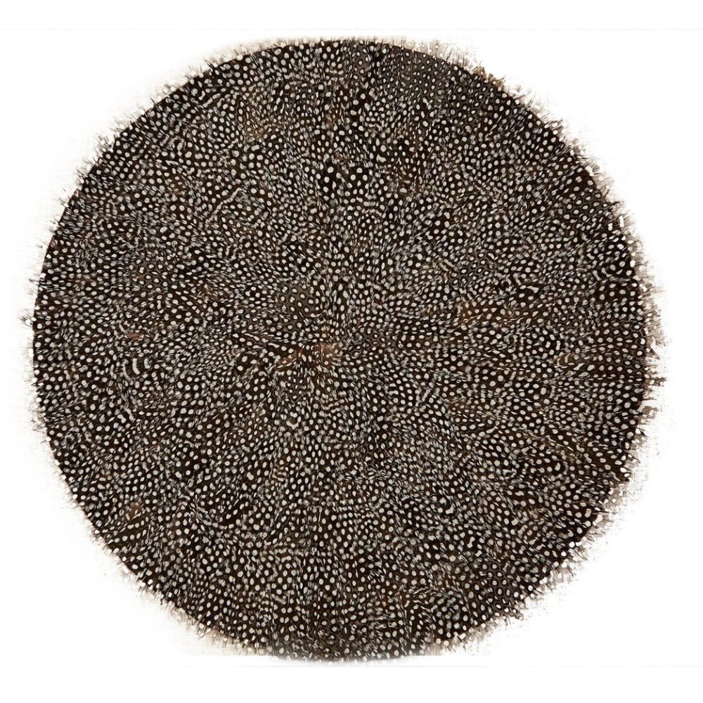 Two's Company - Set of 6 Guinea Fowl Feather Placemats - Feathers *NWT*